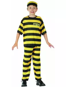 Déguisement prisonnier jaune garçon, Taille: 7–9 ans (120–130 cm)