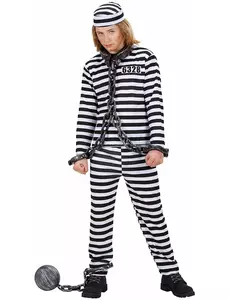 Déguisement prisonnier noir et blanc adolescent