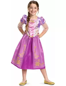 Rapunzel™ vermomming met glitters voor meisjes, Maat: 7–8 jaar (124–136 cm)