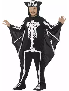 Déguisement squelette chauve-souris enfant Halloween, Taille: 7–9 ans (130/143 cm)