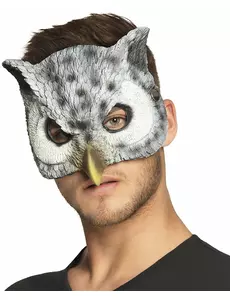 Wit en grijs uil half masker voor volwassenen