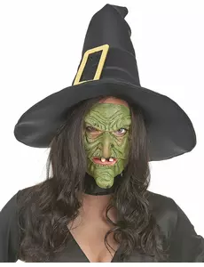 Demi masque latex nez et menton sorcière verte adulte