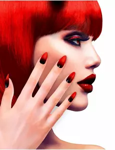 Zwarte en rode nep nagels voor vrouwen