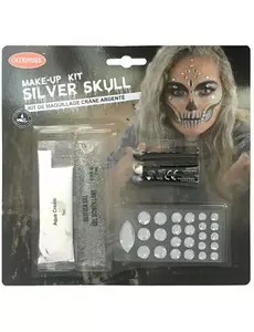 Kit maquillage squelette sexy argent adulte