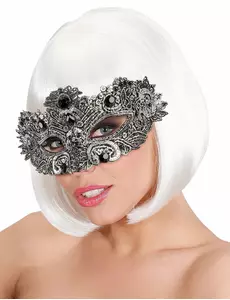 Zwart halfmasker met steentjes voor volwassenen