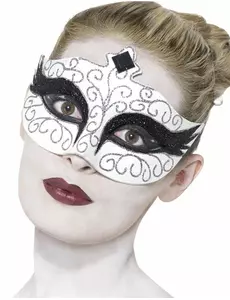 Loup blanc avec paillettes noir et argent adulte