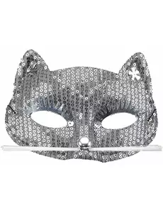 Zilverkleurige poesje masker voor volwassenen
