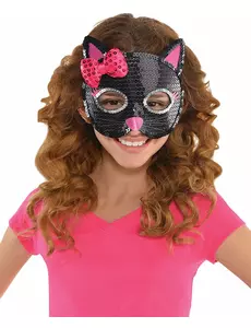 Zwart kattenmasker met lovertjes voor kinderen
