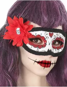 Loup fleur rouge dia de los muertos adulte