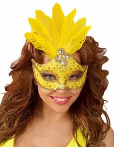 Loup jaune avec plumes femme