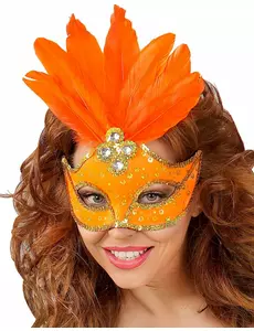 Loup orange avec plumes femme