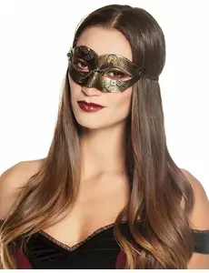 Steampunk masker met goudkleurige tandwielen voor vrouwen