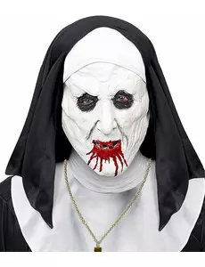 Masque demi-tête nonne horrible avec coiffe adulte