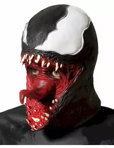 Een zwart-wit latex symbiontmasker volwassenen
