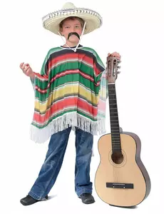 Gekleurde klassieke Mexicaanse poncho voor kinderen