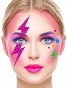 Glitter bliksem gezichtsstickers kleurrijk