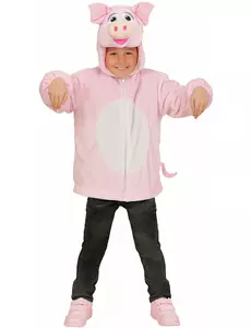 Vest met capuchon varken voor kinderen, Maat: 1–2 jaar (90 cm)