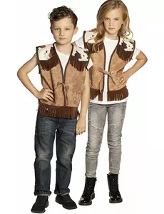 Lichtbruin western gilet voor kinderen, Maat: 4–6 jaar (104–116 cm)