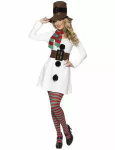 Déguisement bonhomme de neige femme Noël, Taille: Medium