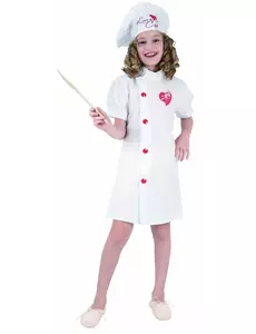 Déguisement chef cuisinier fille, Taille: 7–9 ans (120–130 cm)