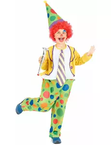 Clown outfit voor jongens, Maat: 7–9 jaar (120–130 cm)