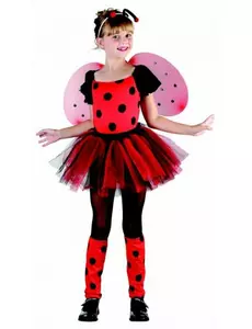 Rode en roze lieveheersbeestje outfit voor meisjes, Maat: 7–9 jaar (120–130 cm)