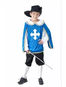 Déguisement mousquetaire bleu garçon, Taille: 7–9 ans (120–130 cm)