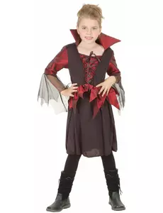 Déguisement vampire satiné fille Halloween, Taille: 7–9 ans (120–130 cm)