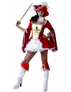 Déguisement mousquetaire sexy rouge femme, Taille: Medium/Large