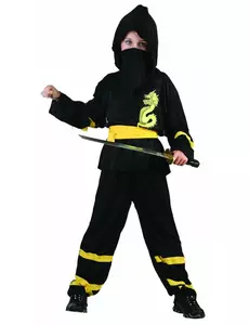 Gele draak ninja kostuum voor jongens, Maat: 7–9 jaar (120–130 cm)
