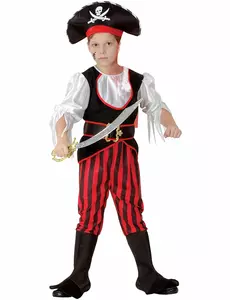 Piratenpak met doodskop hoed voor jongens, Maat: 4–6 jaar (110–120 cm)