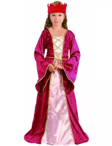 Déguisement reine médiévale rouge fille, Taille: 7–9 ans (120–130 cm)