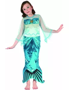 Déguisement sirène bleue fille, Taille: 7–9 ans (120–130 cm)