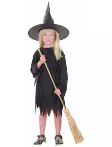 Déguisement noir de sorcière fille Halloween, Taille: 7–9 ans (120–130 cm)
