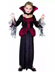 Déguisement rouge et noir vampire fille, Taille: 10–12 ans (130–140 cm)