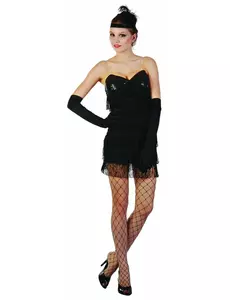 Zwarte Charleston kostuum voor dames, Maat: Medium/Large