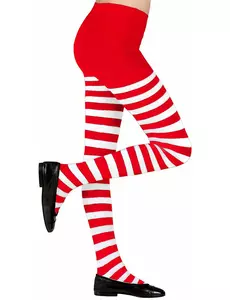 Rood met wit gestreepte panty's voor kinderen, Maat: 4–5 jaar (116 cm)