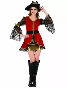 Goudkleurig sexy piraten kostuum voor dames, Maat: Medium