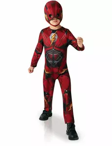Justice League™ Flash kostuum voor kinderen, Maat: 7–8 jaar (122 tot 128 cm)