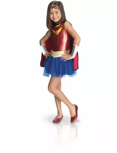 Klassiek Wonder Woman™ kostuum voor kinderen, Maat: 7–8 jaar (122 tot 128 cm)
