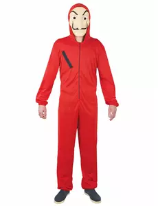 Déguisement combinaison voleur rouge adulte, Taille: Large/X-Large (160–190 cm)