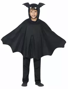 Déguisement poncho chauve-souris noir enfant Halloween, Taille: 10–12 ans (145/158 cm)