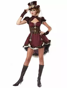 Déguisement steampunk femme bordeaux, Taille: Medium (40/42)