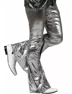 Pantalon disco holographique argent homme, Taille: X-Small/Small