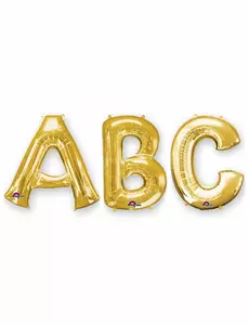 Goudkleurige grote aluminium letter ballon, Maat: K