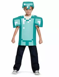 Minecraft™ pantser kostuum voor kinderen, Maat: 10–12 jaar (137–149 cm)
