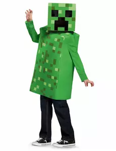 Klassiek Minecraft™ Creeper kostuum voor kinderen, Maat: 10–12 jaar (137–149 cm)