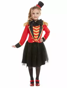 Luxe circusdirecteur kostuum voor meisjes, Maat: 7–9 jaar (130/143 cm)