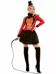 Déguisement Monsieur Loyal rouge femme, Taille: X-Small