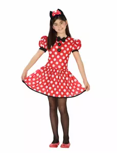 Déguisement miss souris à pois fille, Taille: 5–6 ans (115/130 cm)